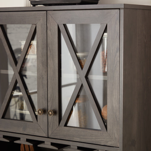 Farmhouse Kitchen Cabinet with Wine Rack