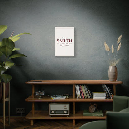 The [Your Name] Vineyard personalized canvas wall art with a custom family name — lifestyle 3