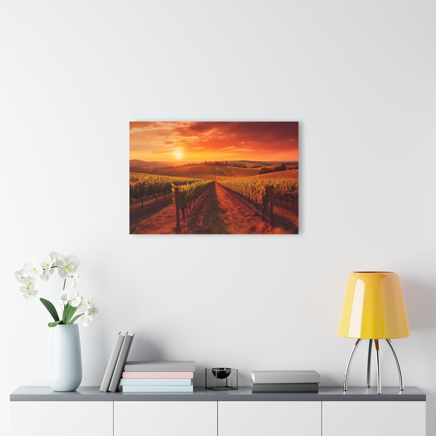 Scenic Vineyard Sunset — Acrylic Wall Art