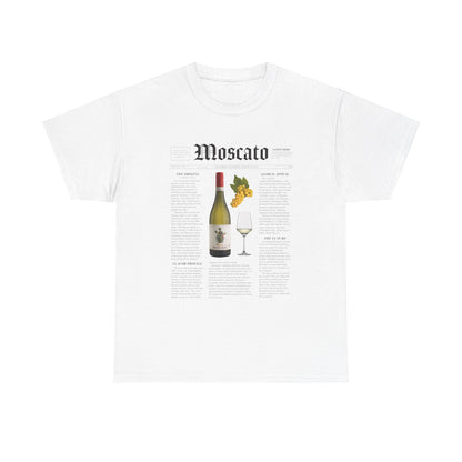 Moscato News newspaper article layout design printed on a classic tee