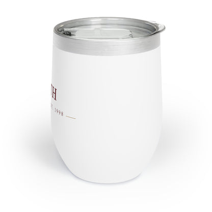 Personalized vineyard wine tumbler, right side view