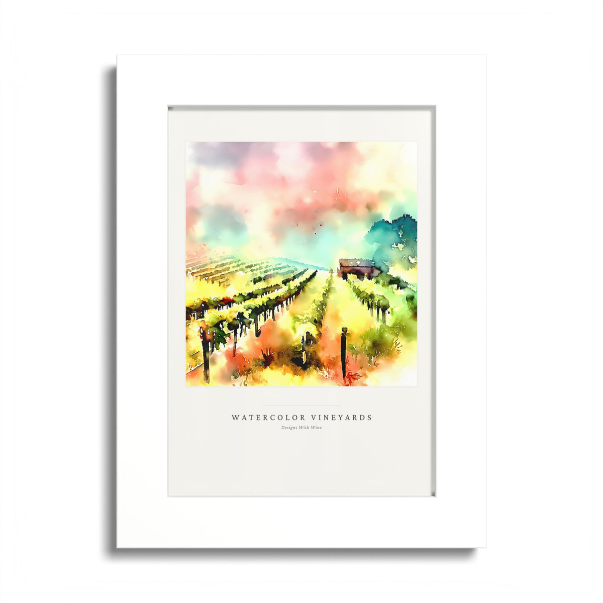 Watercolor Vineyards — Framed Art Print
