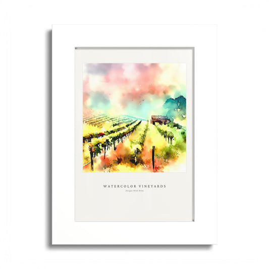 Watercolor Vineyards — Framed Art Print