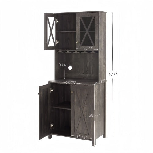 Farmhouse Kitchen Cabinet with Wine Rack