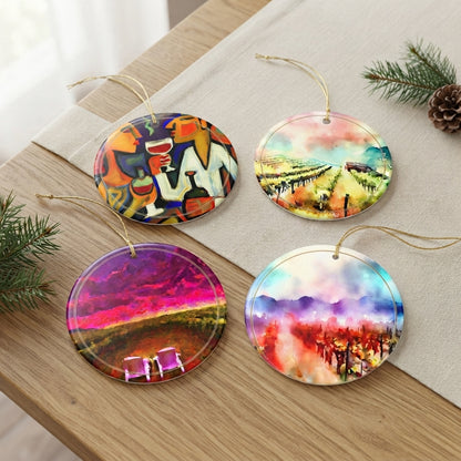 Wine Country Ornament Set — 4 Ceramic Ornaments