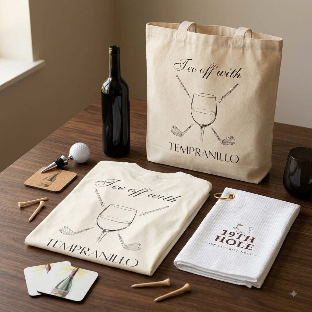 Golf & Grapes Bundle — Tee, Towel, Tote, Stopper & Coaster