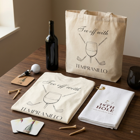 Golf & Grapes Bundle — Tee, Towel, Tote, Stopper & Coaster