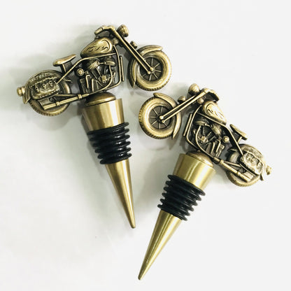 Retro Bronze Motorcycle Wine Stopper — Zinc Alloy