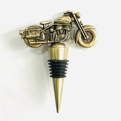 Retro Bronze Motorcycle Wine Stopper — Zinc Alloy
