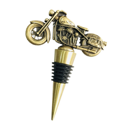 Retro Bronze Motorcycle Wine Stopper — Zinc Alloy