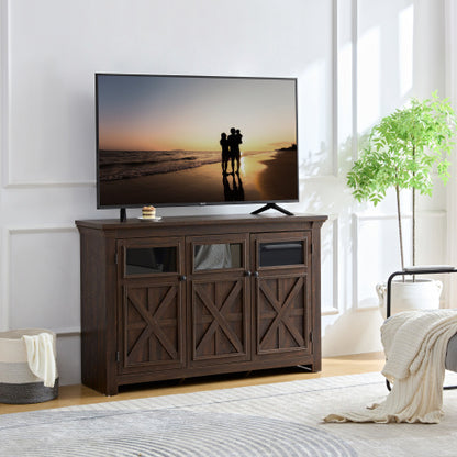 3-Door Farmhouse Buffet & Wine Bar Cabinet — Espresso Finish