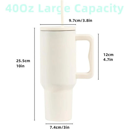 40oz Insulated Tumbler with Handle & Straw