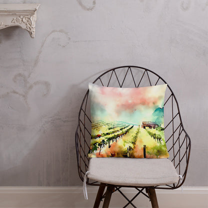 Vibrant Vineyards colorful artwork on a square throw pillow