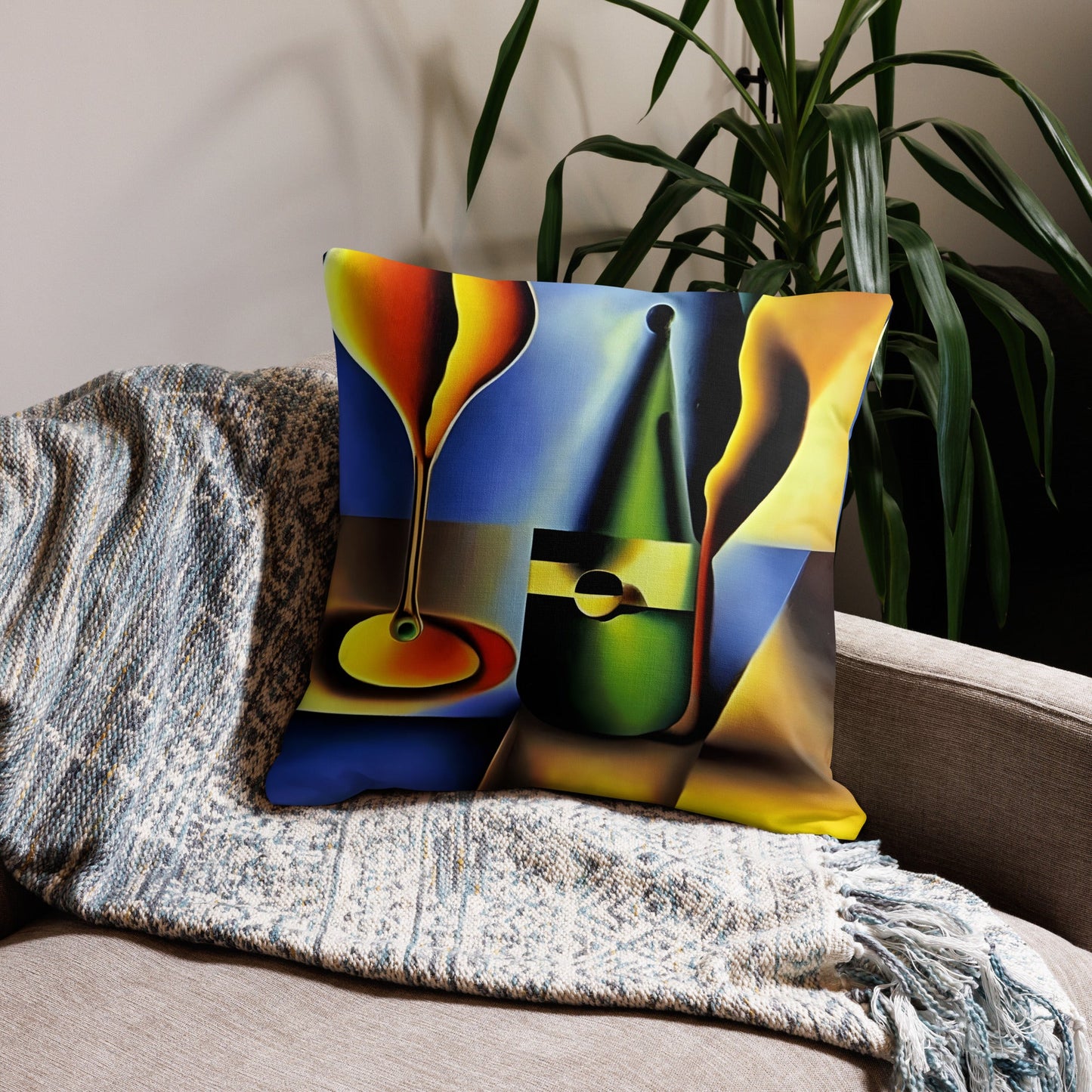 Perfect Pair premium pillow with wine glass artwork, included in the wedding bundle