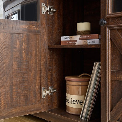 3-Door Farmhouse Buffet & Wine Bar Cabinet — Espresso Finish