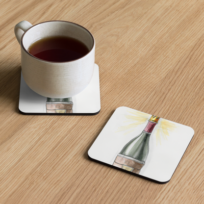 Wine bottle cork-back coaster, included in the housewarming bundle