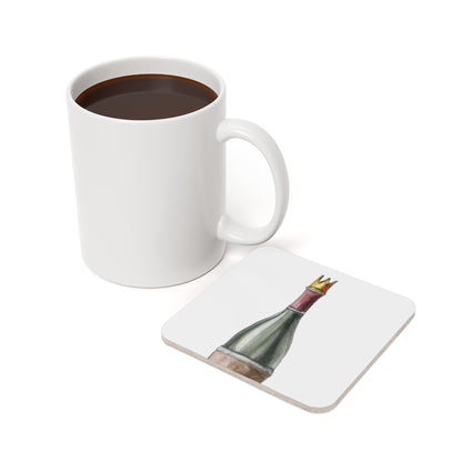 Wine Bottle cork-back coaster — lifestyle with mug