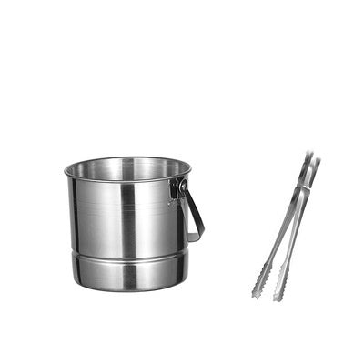 Stainless steel ice bucket with tiger head handles chilling a bottle