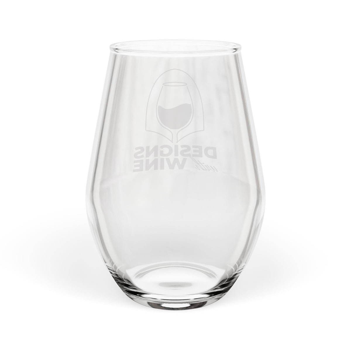 Designs With Wine stemless wine glass, Red Wine Lover edition — back view