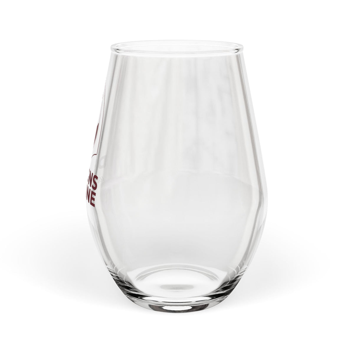 Designs With Wine stemless wine glass, Red Wine Lover edition — side view