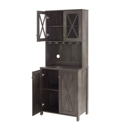 Farmhouse Kitchen Cabinet with Wine Rack