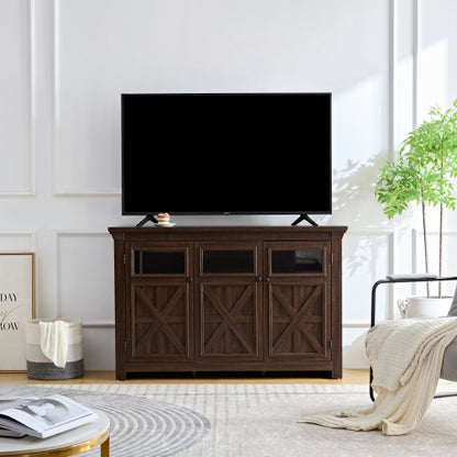 3-Door Farmhouse Buffet & Wine Bar Cabinet — Espresso Finish