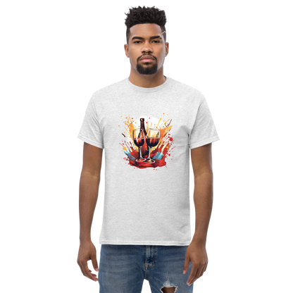Abstract wine splash artwork in motion printed on a classic tee