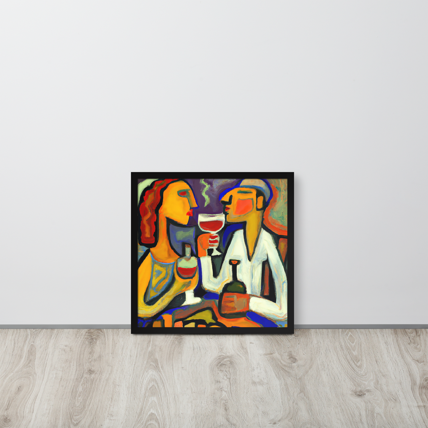 Wine Date framed art print in a black frame, included in the wedding bundle