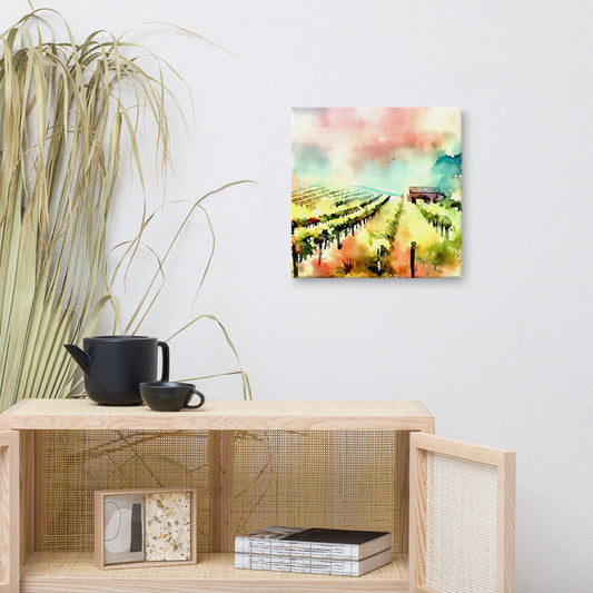 Watercolor Vineyards — Canvas Wall Art — 16″×16″