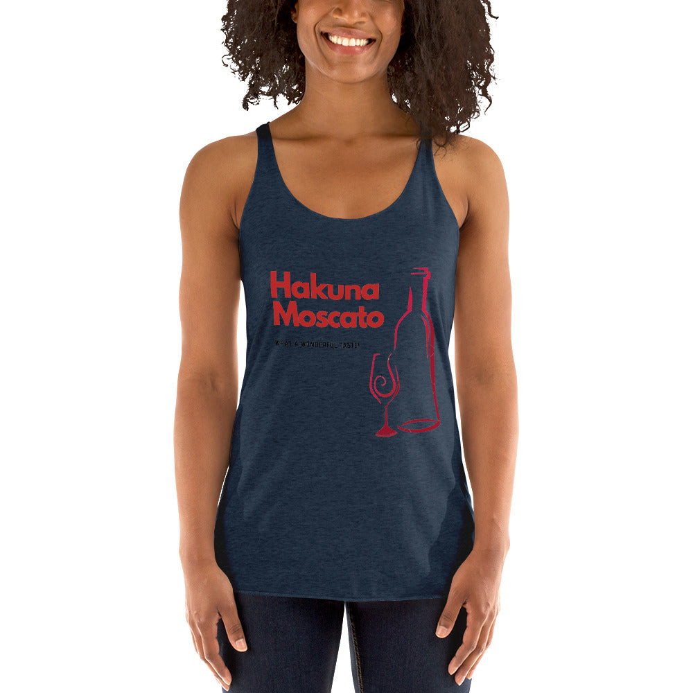 Hakuna Moscato — Racerback Tank — Vintage Navy