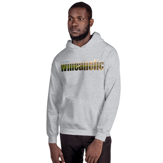 Wineaholic design on a cozy unisex hoodie