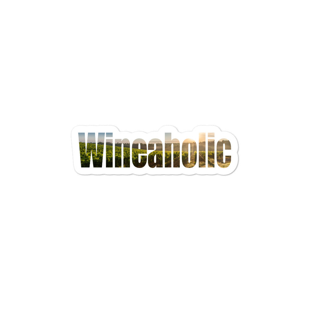 Wineaholic vinyl sticker in white, bubble-free application