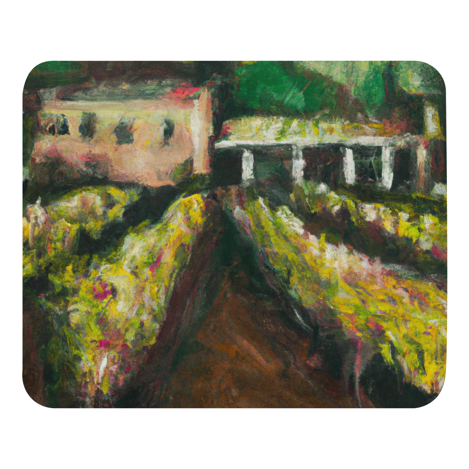 Impressionist villa vineyard painting on a rectangular mouse pad