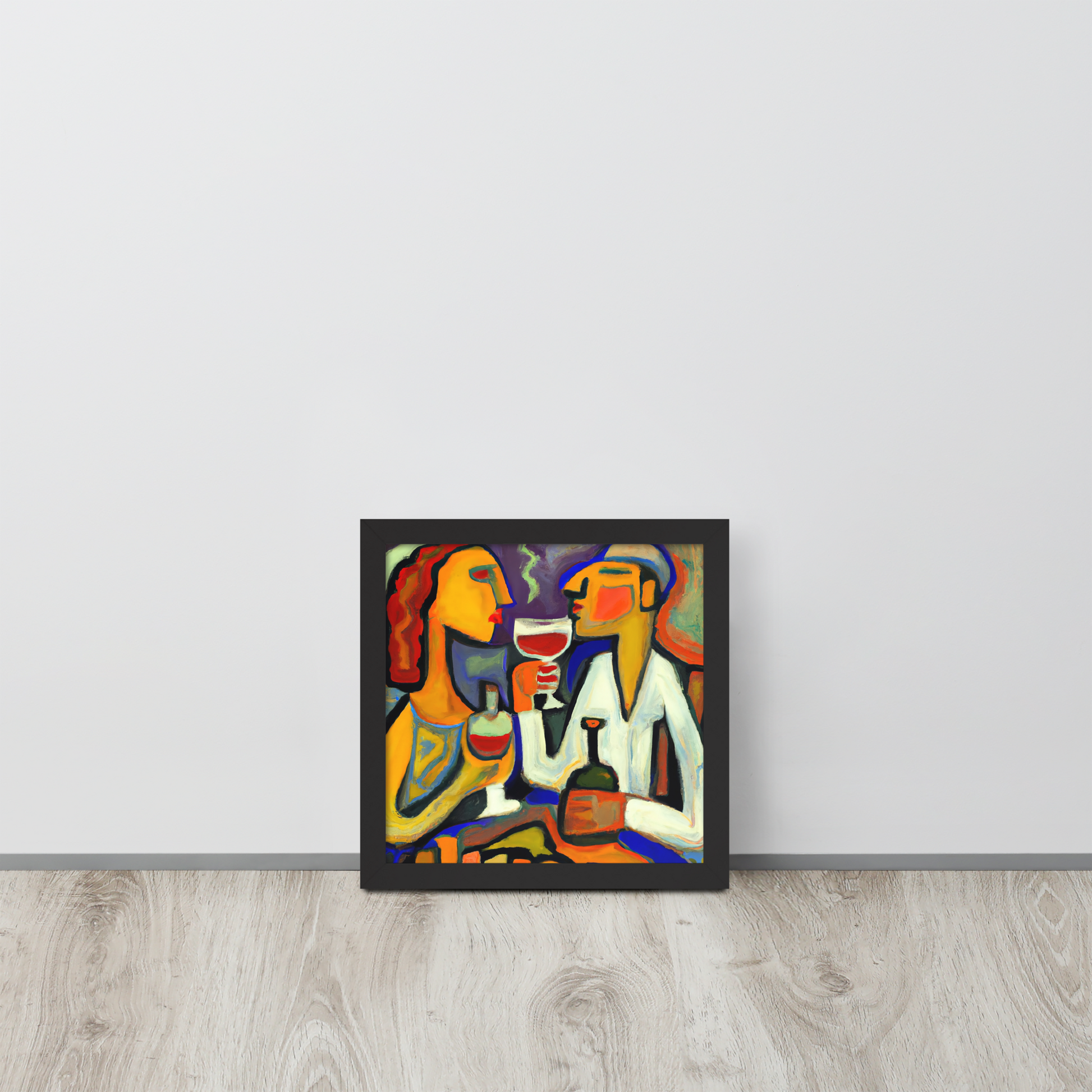 Wine Date — Framed Art Print — 10″×10″
