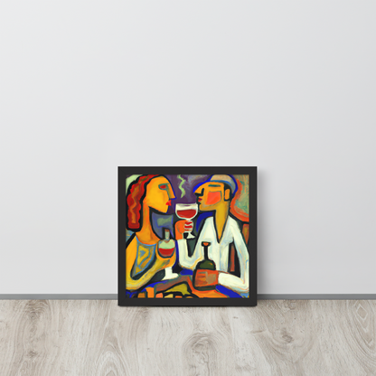 Wine Date — Framed Art Print — 12″×12″