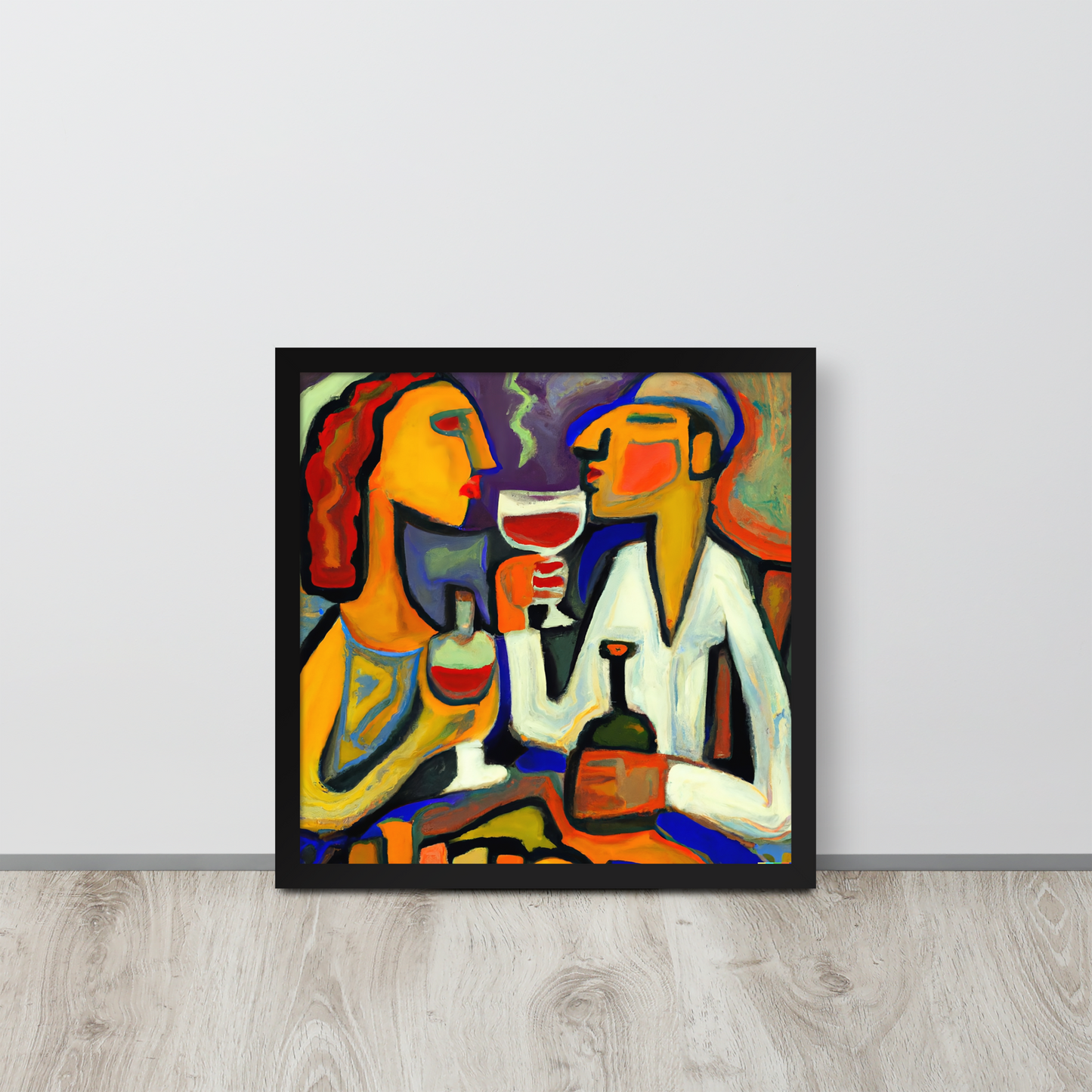 Wine Date — Framed Art Print — 16″×16″