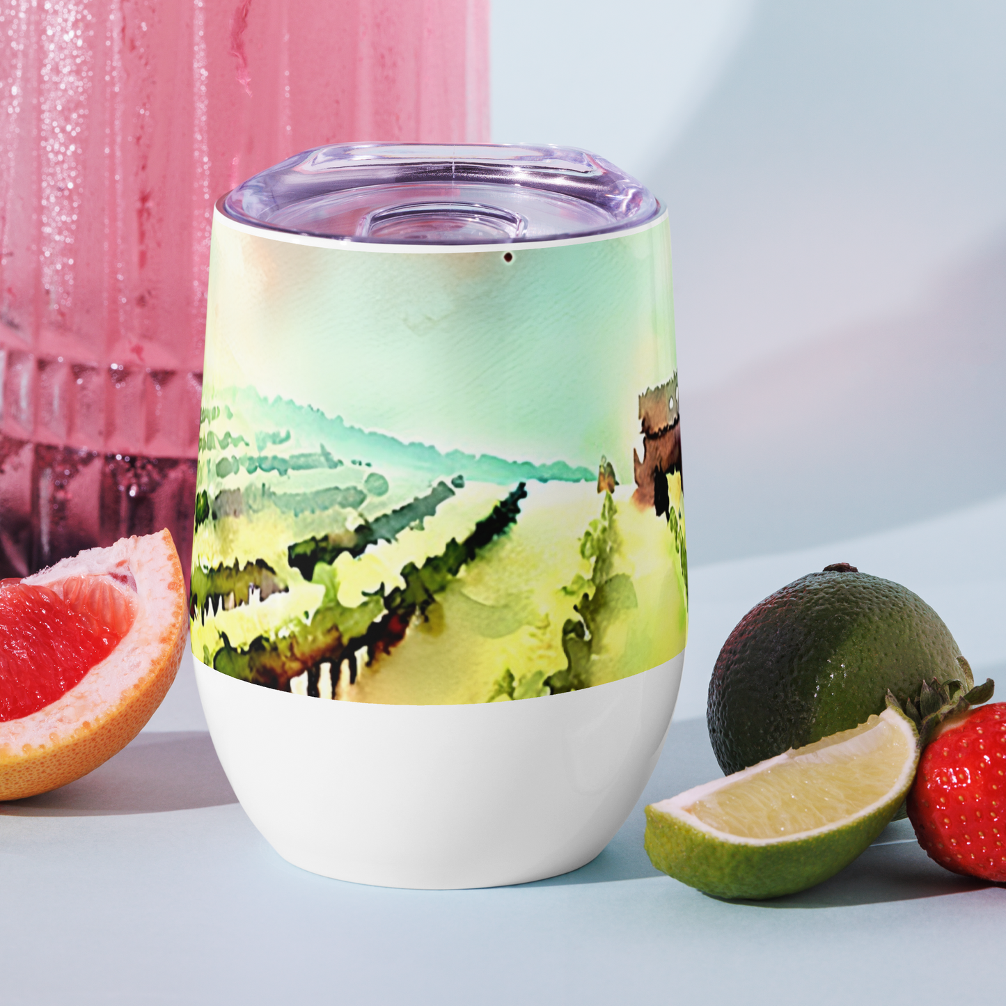 Watercolor Vineyards — Insulated Wine Tumbler — product image 1